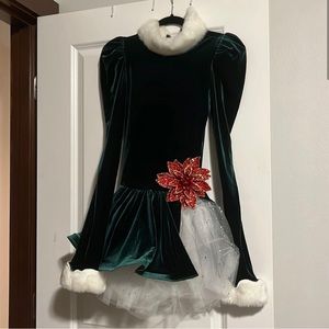 Green faux fur dance costume